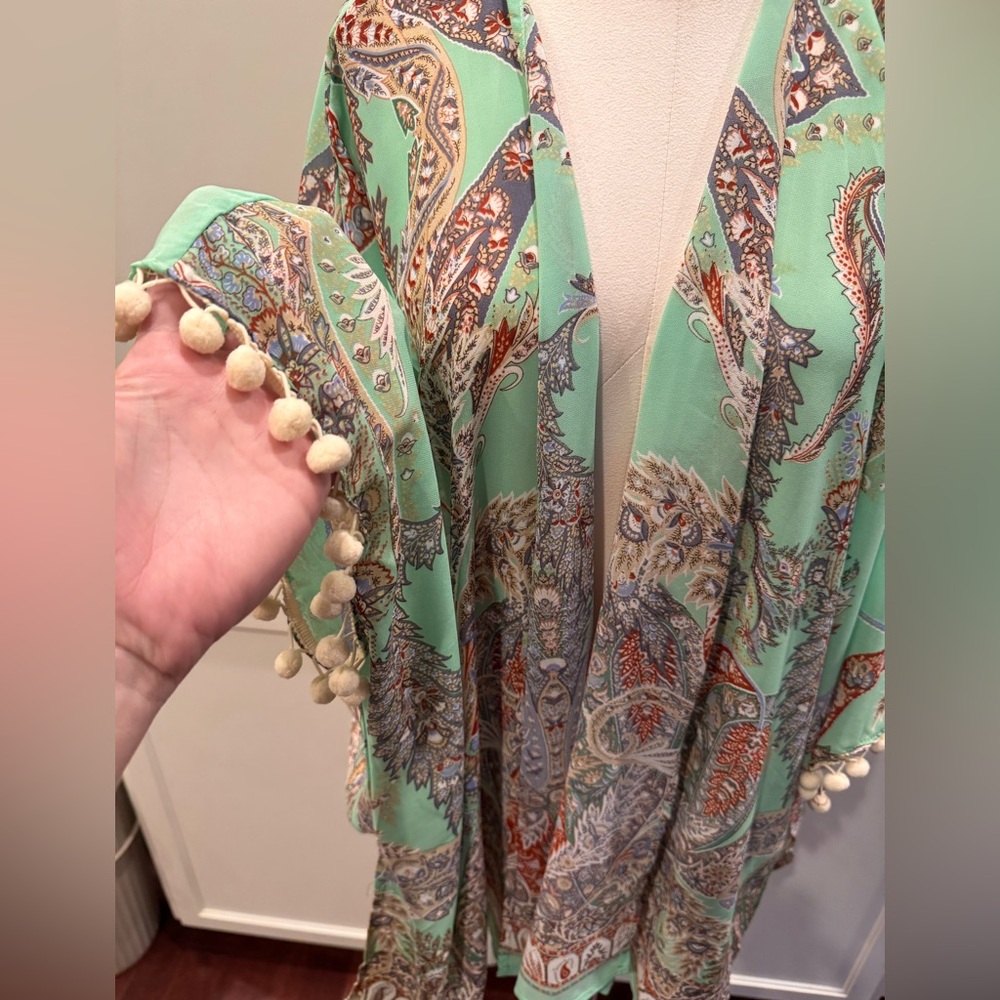 Colorful Paisley Kimono with Tassels - Picture 2 of 4